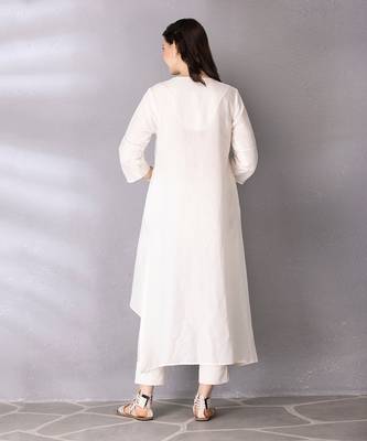 White tunic - cotton linen, pant - cotton linen kurta set 5