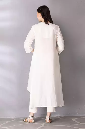White tunic - cotton linen, pant - cotton linen kurta set
