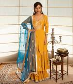 Honey mustard modal silk anarkali set