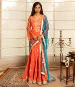 Tangerine orange modal silk anarkali set