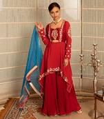 Rustish red modal silk garara set
