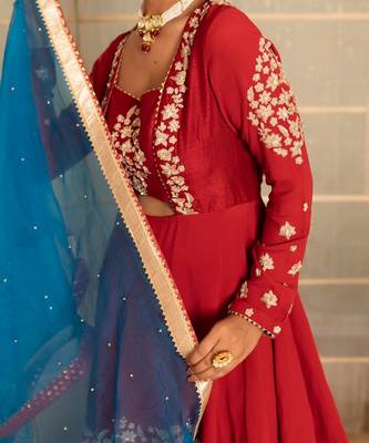 Rustish red modal silk garara set 3