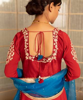 Rustish red modal silk garara set 4