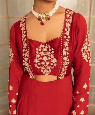 Rustish red modal silk garara set 5