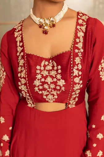Rustish red modal silk garara set