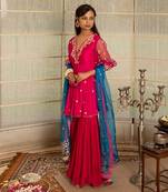 Jazzberry jampink modal silk garara set