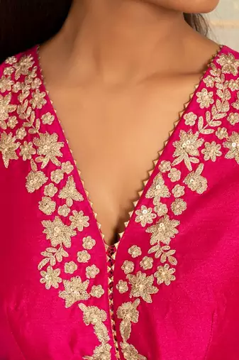 Jazzberry jampink modal silk garara set