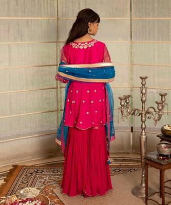 Jazzberry jampink modal silk garara set 3