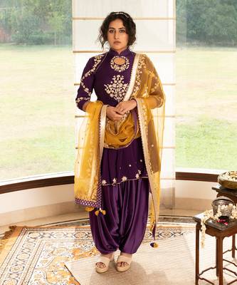 Grape purple modal silk kurta set 1