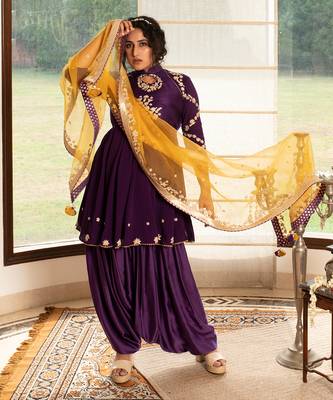 Grape purple modal silk kurta set 2
