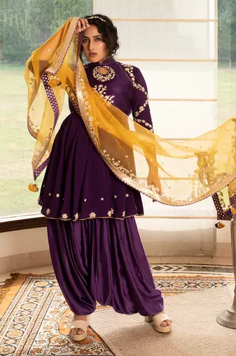 Grape purple modal silk kurta set