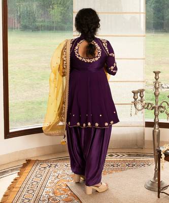 Grape purple modal silk kurta set 3