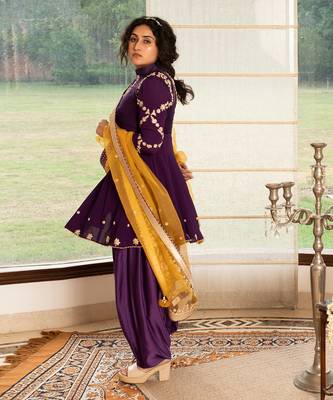 Grape purple modal silk kurta set 4
