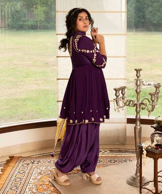 Grape purple modal silk kurta set 5