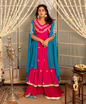 Jazzberry jampink modal silk anarkali set 1