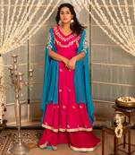 Jazzberry jampink modal silk anarkali set