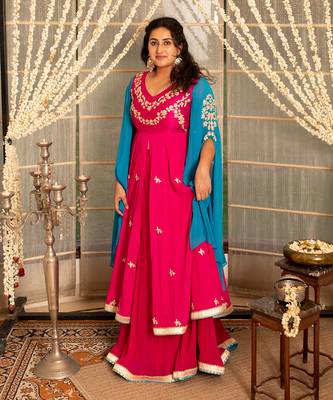 Jazzberry jampink modal silk anarkali set 2