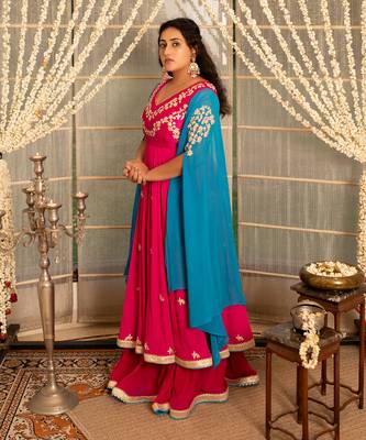 Jazzberry jampink modal silk anarkali set 3