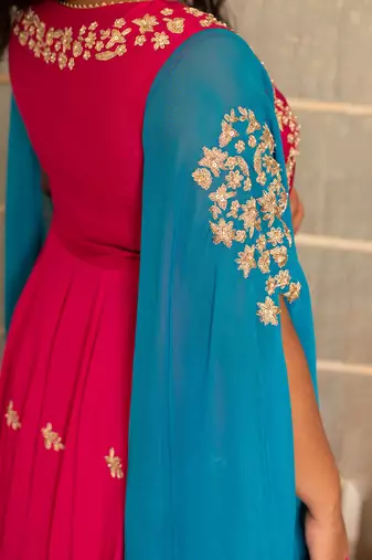 Jazzberry jampink modal silk anarkali set