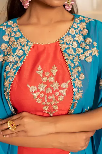Coral modal silk kurta set
