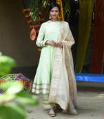 Mint green mul silk anarkali set