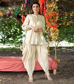 Beige twill cotton kurta set