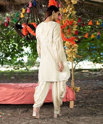Beige twill cotton kurta set 2
