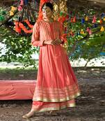 Carrot twill cotton anarkali set