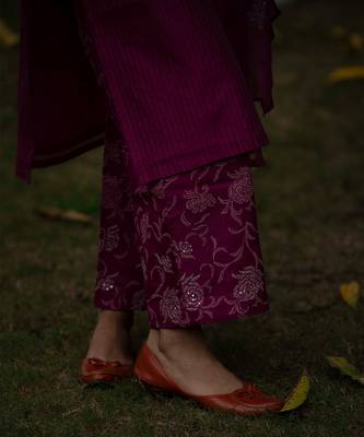 Magenta chanderi silk kurta set 5