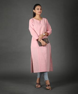 Pink linen kurti 2