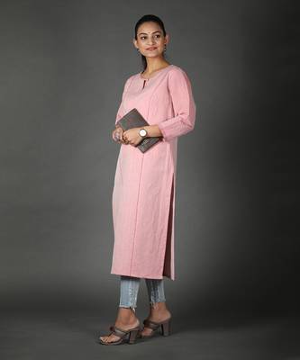 Pink linen kurti 3