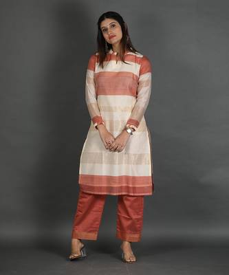 Deepl plum chanderi silk kurta set 1