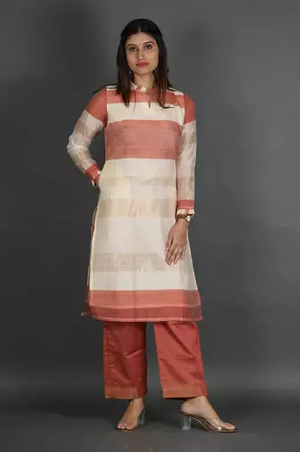 Deepl plum chanderi silk kurta set