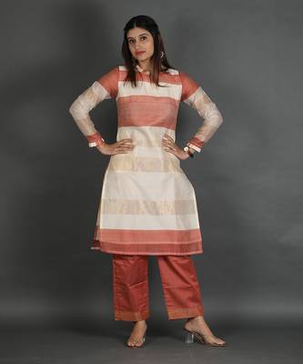 Deepl plum chanderi silk kurta set 3