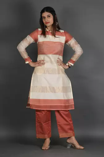 Deepl plum chanderi silk kurta set