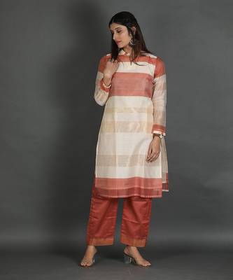 Deepl plum chanderi silk kurta set 4