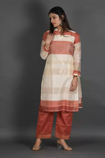 Deepl plum chanderi silk kurta set