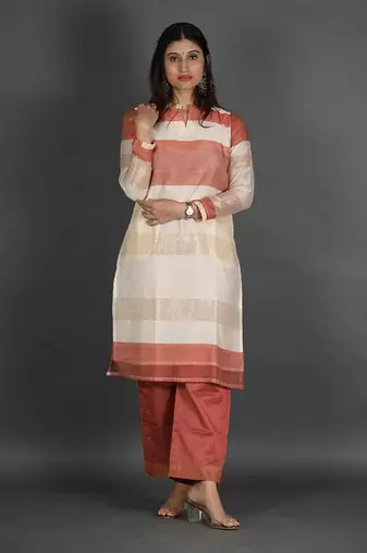 Deepl plum chanderi silk kurta set