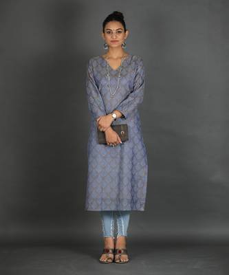 Steel grey cotton kurti 1