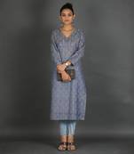 Steel grey cotton kurti