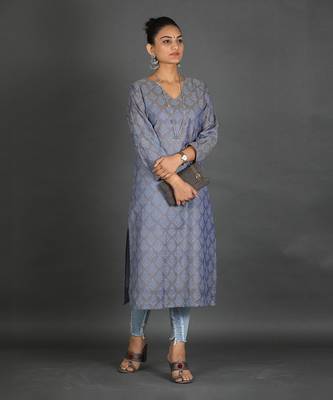 Steel grey cotton kurti 2