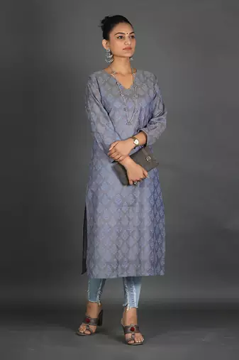 Steel grey cotton kurti