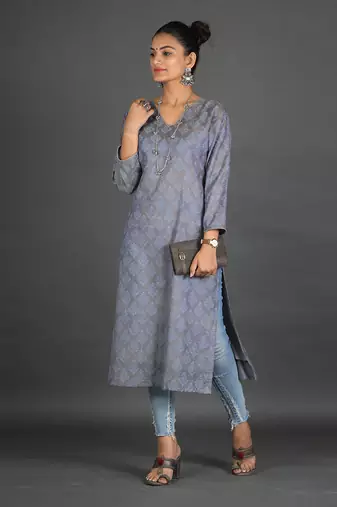 Steel grey cotton kurti