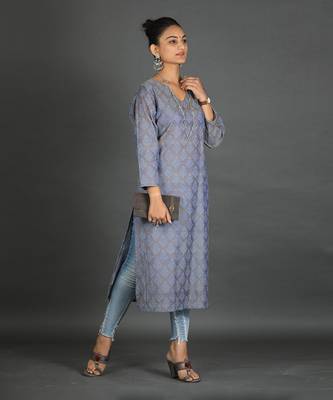 Steel grey cotton kurti 4