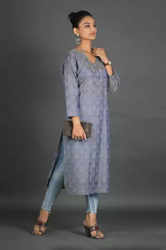 Steel grey cotton kurti