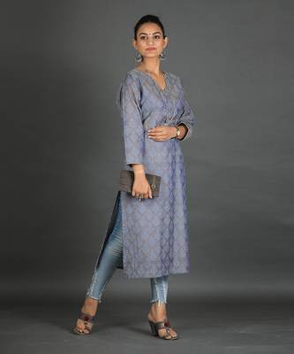 Steel grey cotton kurti 5