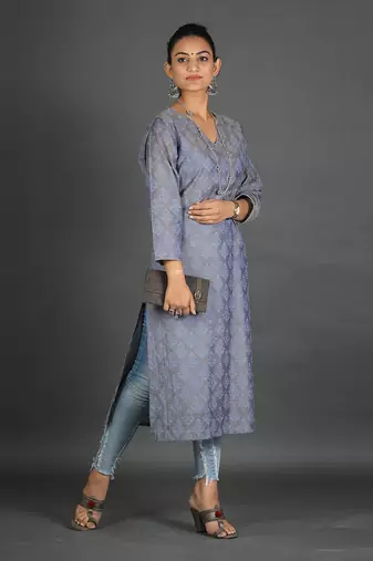 Steel grey cotton kurti