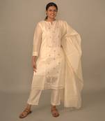 White chanderi silk kurta set