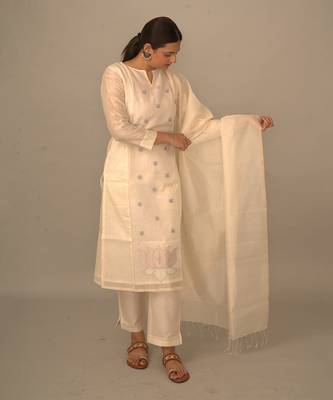 White chanderi silk kurta set 2