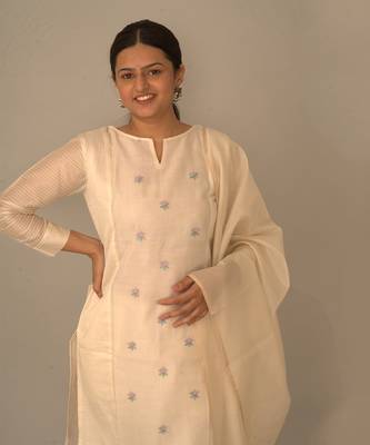 White chanderi silk kurta set 5